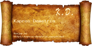 Kapros Demetria névjegykártya